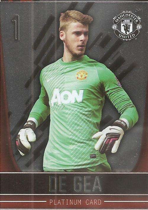 MANCHESTER UNITED ADRENALYN 2014 - DAVID DE GEA RARE `PLATINUM` CARD 91