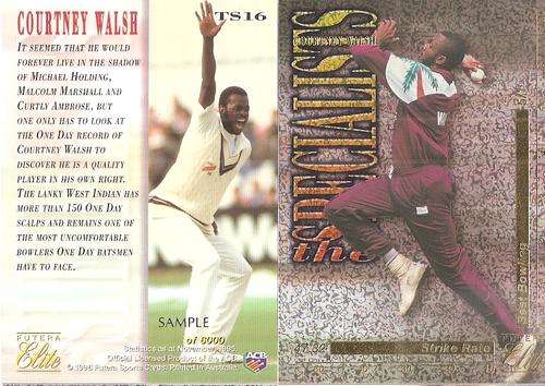 COURTNEY WALSH - 1996 FUTERA CRICKET ELITE - RARE LIMITED "SPECIALISTS" TS16 "SAMPLE" CARD of 200