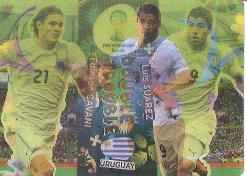 LUIS SUAREZ/EDINSON CAVANI - PANINI `FIFA WORLD CUP 2014` COLLECTION - 3D `DOUBLE TROUBLE` RARE CARD