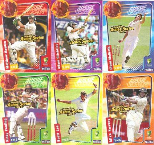 AUSTRALIA `ASHES SERIES 2006/07` - WEET-BIX SERIES - COMPLETE 6 CARD SET