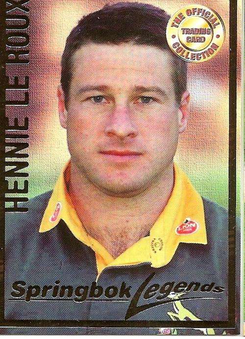 HENNIE LE ROUX - RUGBY 1997 COLLECTION by PANINI - GOLD FOIL `LEGEND` TRADING CARD 107