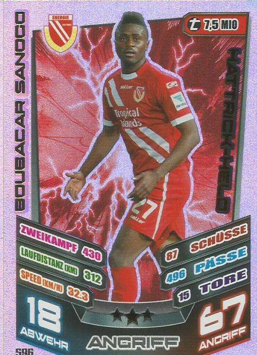 MATCH ATTAX "EXTRA" "BUNDESLIGA" 2014 - BOUBACAR SANOGO "HAT TRICK HERO" CARD