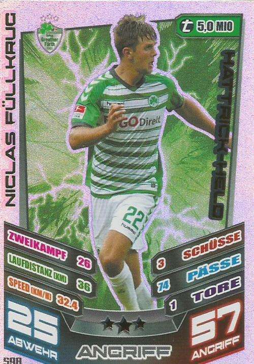 MATCH ATTAX "EXTRA" "BUNDESLIGA" 2014 - NICLAS FULLKRUG "HAT TRICK HERO" CARD