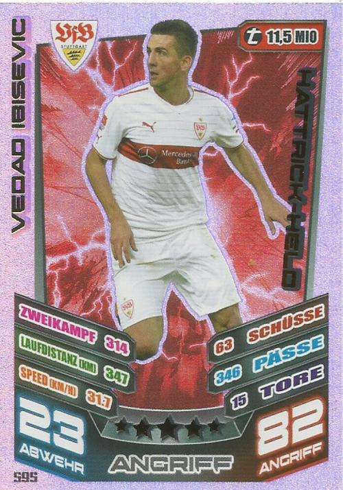 MATCH ATTAX "EXTRA" "BUNDESLIGA" 2014 - VEDAD IBISEVIC "HAT TRICK HERO" CARD