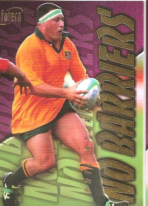 PHILL KEARNS - `WALLABIES 96 FUTERA` -  `NO BARRIERS` GOLD EMBOSSED TRADING CARD NB6 1807 of 4000