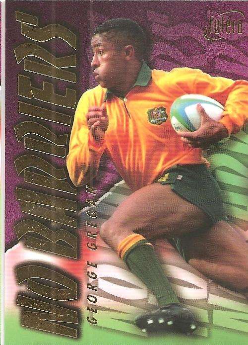 GEORGE GREGAN - `WALLABIES 96 FUTERA` -  `NO BARRIERS` GOLD EMBOSSED TRADING CARD NB3 3596 of 4000