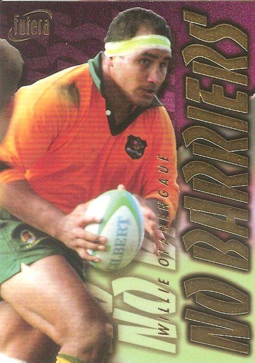WILLIE OFAHENGAUE - `WALLABIES 96 FUTERA` -  `NO BARRIERS` GOLD TRADIND CARD NB5 1568 of 4000