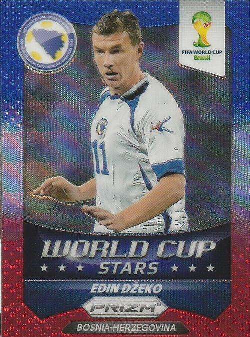 EDIN DZEKO - WORLD CUP 2014 PANINI `PRIZM` - BLUE/RED WAVE `W/CUP STARS` CARD 5