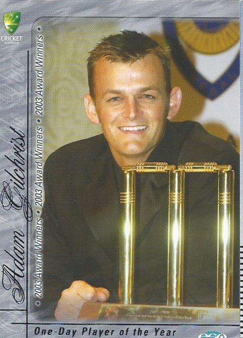 AUSTRALIA `CRICKET` 2003/04 COLLECTION - ADAM GILCHRIST `RARE` `AWARD` CARD AW04