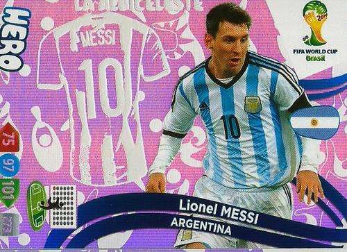 LIONEL MESSI - PANINI `FIFA WORLD CUP 2014` COLLECTION - RARE FOIL `HERO` TRADING CARD