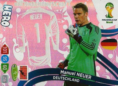 MANUEL NEUER - FIFA WORLD CUP 2014 COLLECTION `UPDATES EDITION 1` - RARE `HERO` FOIL TRADING CARD