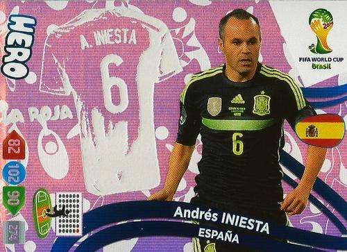 ANDRES INIESTA - PANINI `FIFA WORLD CUP 2014` COLLECTION UPDATES EDITION 1` - RARE `HERO` FOIL CARD