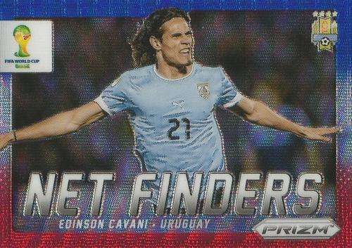 EDINSON CAVANI - WORLD CUP 2014 PANINI `PRIZM` - BLUE/RED `NET FINDERS` PRIZM CARD 23