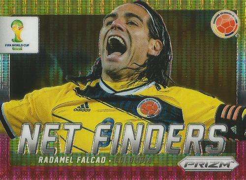 FALCAO - WORLD CUP 2014 PANINI `PRIZM` - YELLOW/RED PULSAR `NET FINDERS` CARD 7