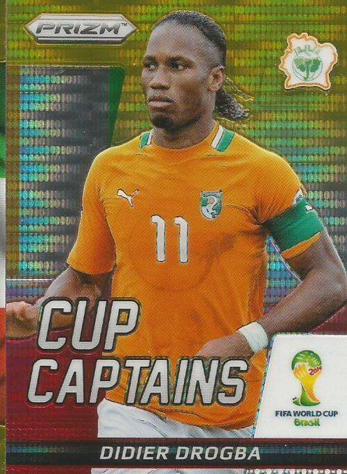 DIDIER DROGBA - WORLD CUP 2014 PANINI `PRIZM` - YELLOW/RED PULSAR `CUP CAPTAIN ` CARD 7