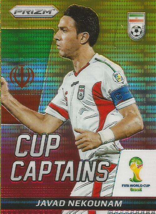 JAVAD NEKOUNAM - WORLD CUP 2014 PANINI `PRIZM` - YELLOW/RED PULSAR `CUP CAPTAIN ` CARD 15