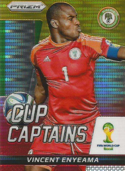 VINCENT ENYEAMA - WORLD CUP 2014 PANINI `PRIZM` - YELLOW/RED PULSAR `CUP CAPTAIN ` CARD 29