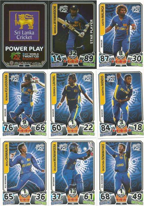 ICC CRICKET T20 WORLD CUP 2014 - SRI LANKA - COMPLETE 17 CARD TEAM SET