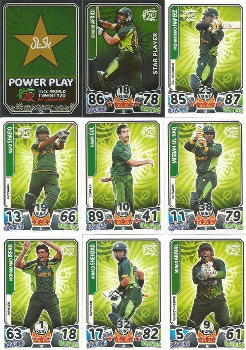 ICC CRICKET T20 WORLD CUP 2014 - PAKISTAN - COMPLETE 17 CARD TEAM SET