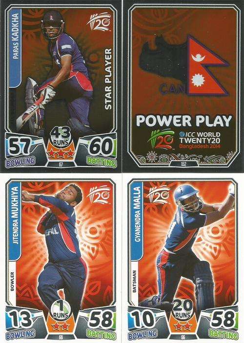 ICC CRICKET T20 WORLD CUP 2014 - NEPAL - COMPLETE 4 CARD TEAM SET