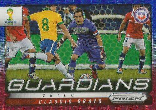 CLAUDIO BRAVO - WORLD CUP 2014 PANINI `PRIZM` - BLUE/RED WAVE `GUARDIANS` CARD 7