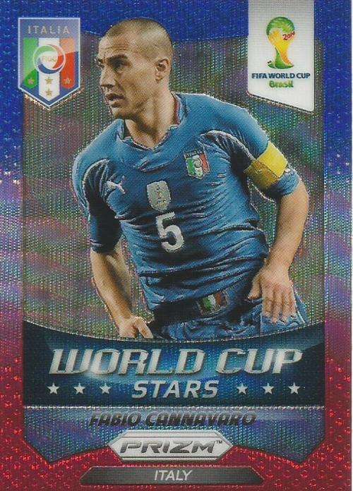 FABIO CANAVARO - WORLD CUP 2014 PANINI `PRIZM` - BLUE/RED WAVE `W/CUP STARS` CARD 48