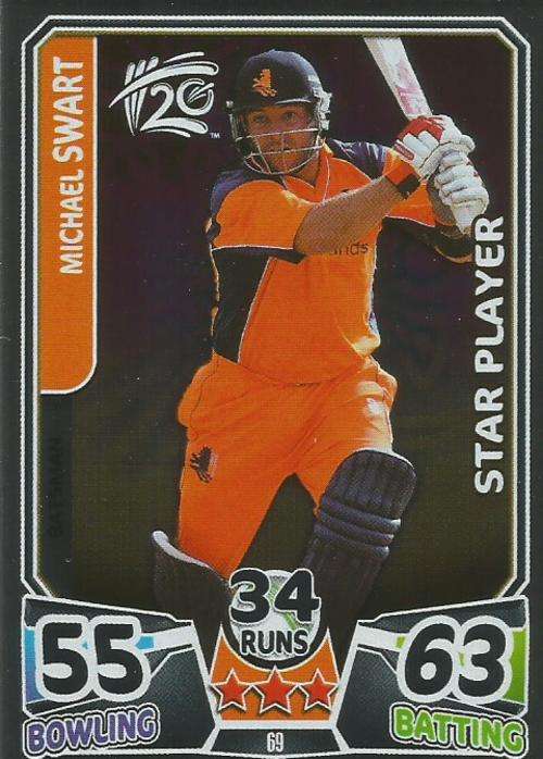 MICHAEL SWART - ICC CRICKET T20 WORLD CUP 2014 - `STAR PLAYER` FOIL TRADING CARD 69