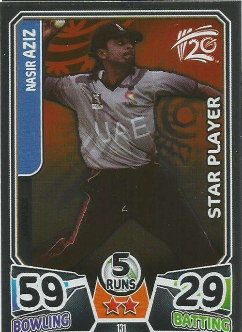 NASIR AZIZ - ICC CRICKET T20 WORLD CUP 2014 - `STAR PLAYER` FOIL TRADING CARD 131