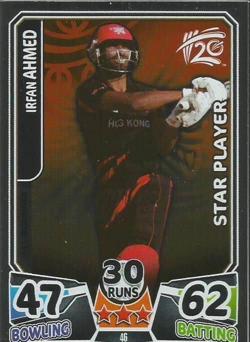 IRFAN AHMED - ICC CRICKET T20 WORLD CUP 2014 - `STAR PLAYER` FOIL TRADING CARD 46