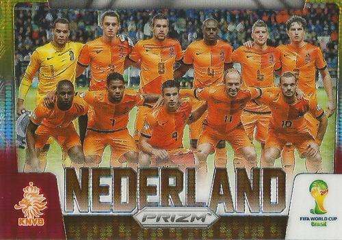 NETHERLANDS - WORLD CUP 2014 PANINI `PRIZM` - YELLOW/RED `TEAM CARD` PRIZM CARD 18