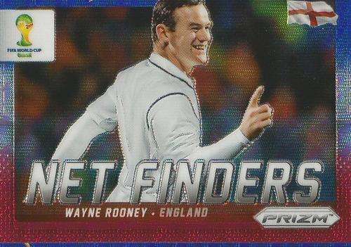 WAYNE ROONEY - WORLD CUP 2014 PANINI `PRIZM` - BLUE/RED WAVE `NET FINDERS` TRADING CARD 9