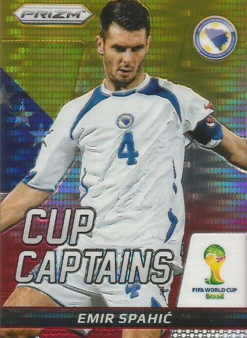 EMIR SPAHIC - WORLD CUP 2014 PANINI `PRIZM` -  YELLOW/RED PULSAR `CUP CAPTAIN` CARD 9