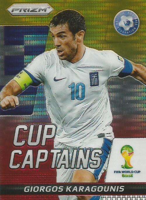 G. KARAGOUNIS - WORLD CUP 2014 PANINI `PRIZM` -  YELLOW/RED PULSAR `CUP CAPTAIN` CARD 11