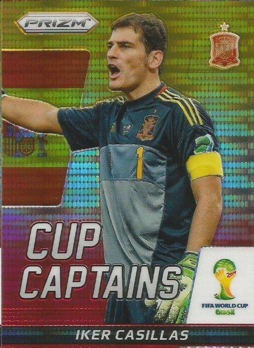 IKER CASILLAS - WORLD CUP 2014 PANINI `PRIZM` -  YELLOW/RED PULSAR `CUP CAPTAIN` CARD 14