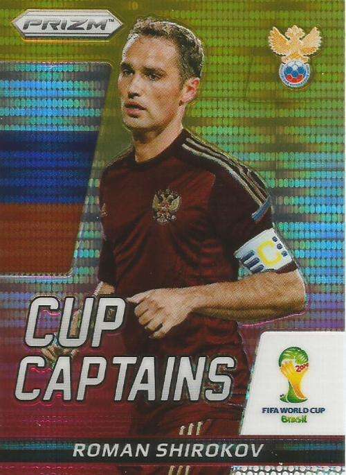 ROMAN SHIROKOV - WORLD CUP 2014 PANINI `PRIZM` -  YELLOW/RED PULSAR `CUP CAPTAIN` CARD 25