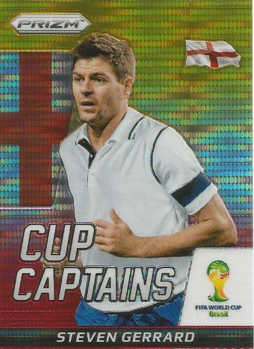 STEVEN GERARD - WORLD CUP 2014 PANINI `PRIZM` -  YELLOW/RED  `CUP CAPTAIN` PRIZM CARD 27