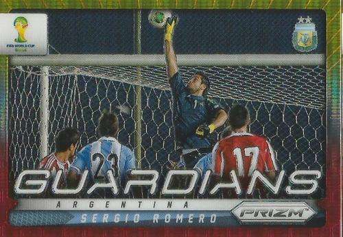 SERGIO ROMERO - WORLD CUP 2014 PANINI `PRIZM` - YELLOW/RED PULSAR `GUARDIANS` CARD 2