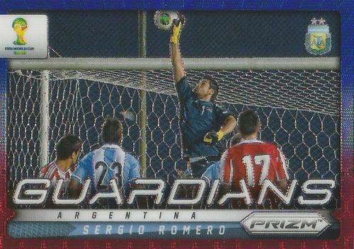 SERGIO ROMERO - WORLD CUP 2014 PANINI `PRIZM` - BLUE/RED WAVE `GUARDIANS` CARD 2