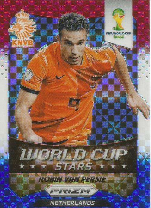 ROBIN VAN PERSIE - WORLD CUP 2014 PANINI "PRIZM" - RED/BLUE PRIZM "W/CUP STARS" CARD 21
