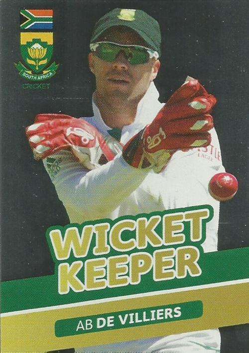 AB DE VILLIERS - 2014 BIG BALL `HEROES COLLECTION` - `TEST WICKET KEEPER` FOIL TRADING CARD 42