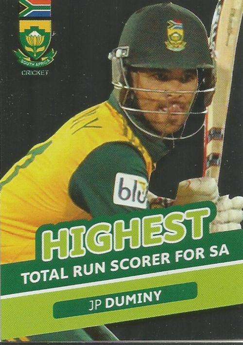 JP DUMINY - 2014 BIG BALL `HEROES COLLECTION` - `TOP T20 RANKING` FOIL TRADING CARD 82