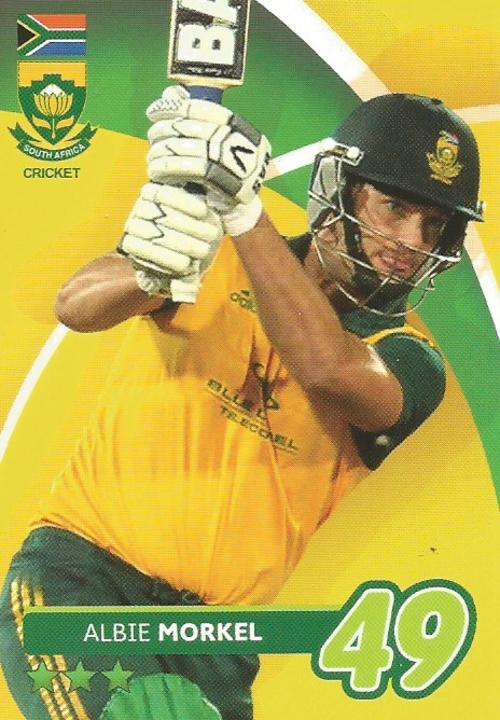 ALBIE MORKEL - 2014 BIG BALL `HEROES COLLECTION` - `T20 CRICKET` BASE TRADING CARD 96