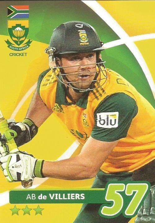AB DE VILLIERS - 2014 BIG BALL `HEROES COLLECTION` - `T20 CRICKET` BASE TRADING CARD 95