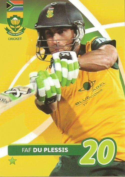 FAF DU PLESSIS - 2014 BIG BALL `HEROES COLLECTION` - `T20 CRICKET` BASE TRADING CARD 100