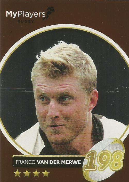 FRANCO VAN DER MERWE - 2014 BIG BALL `HEROES COLLECTION` - `MY PLAYERS` FOIL TRADING CARD 160