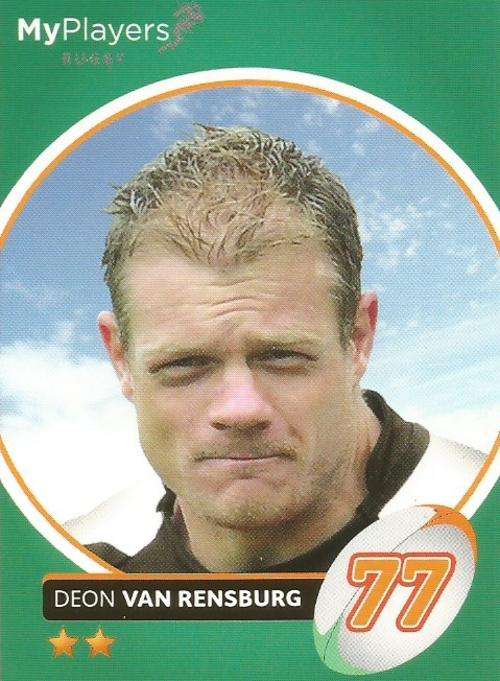 DEON VAN RENSBURG - 2014 `HEROES COLLECTION` - `MY PLAYERS` BASE CARD 223