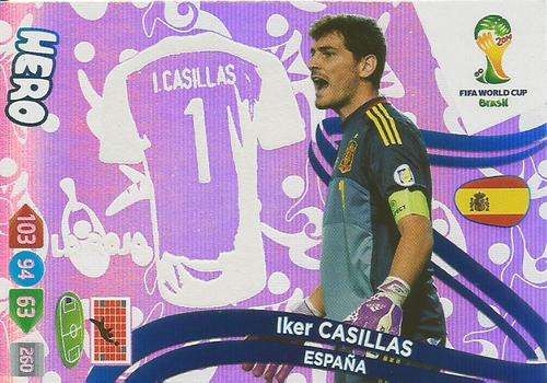 IKER CASILLAS - PANINI `FIFA WORLD CUP 2014` COLLECTION UPDATE EDITION 2 - RARE `HERO` FOIL CARD