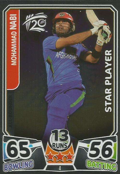 MOHAMMAD NABI - ICC CRICKET T20 WORLD CUP 2014 - `STAR PLAYER` FOIL TRADING CARD 4