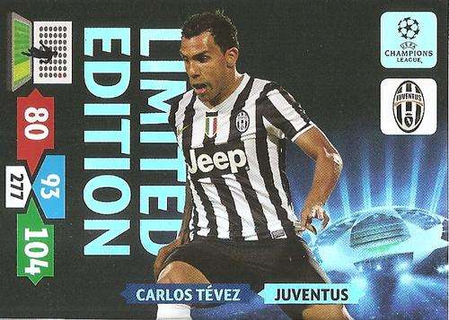 CARLOS TEVEZ - PANINI CHAMPIONS LEAGUE  2013/14 -  `LIMITED EDITION` TRADING CARD