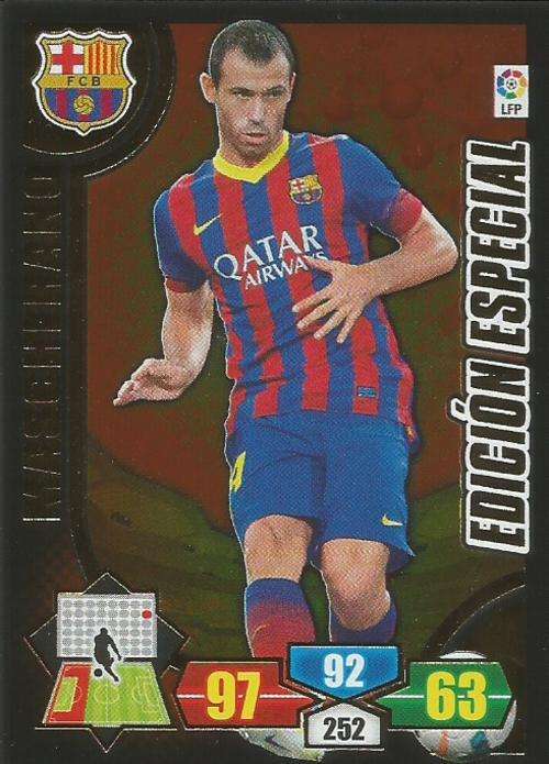 JAVIER MASHERANO - "LA LIGA" 2014 SPAIN - RARE "LIMITED EDITION" GOLD CARD